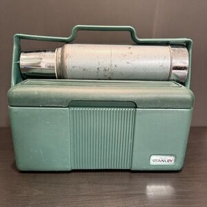 Vintage Stanley 1991 Lunch Box & 1973 Thermos Married Set Green USA Aladdin Era